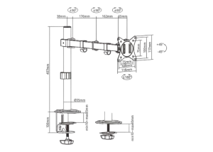 Suport birou pentru monitoare Gembird MA-D1-01, Negru