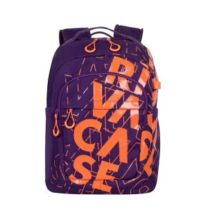Rucsac zilnic RivaCase Heide, 15.6", Poliester, Violet/Portocaliu