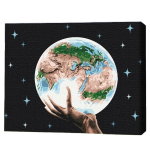 Картина по номерам 30*40 см (без упаковки) - Планета в руках человека