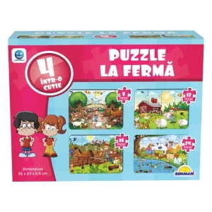 Puzzle 4 în 1 "Animalele la fermă", (ro), Smile Games
