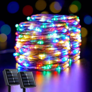 ГИРЛЯНДА 10М 100ЛАМПОЧЕК МНОГОЦВЕТНЫХ RGB, РАБОТАЮЩАЯ ОТ СОЛНЕЧНОЙ ПАНЕЛИ
