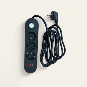 PRELUNGITOR 3 PRIZE 2 PORTURI USB SI 1 PORT  TIP C (NEGRU)