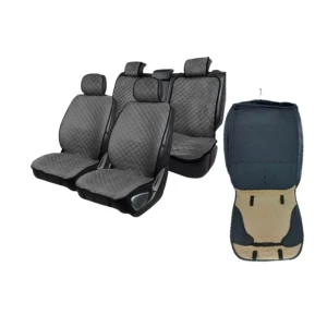 HUSE AUTO UNIVERSALE DIN CATIFEA DE CULOAREA NEGRU CU ALBASTRU