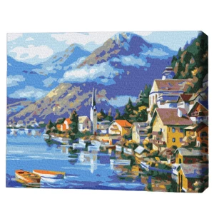Картина по номерам 30*40 см (без упаковки) - Деревня у подножия горы