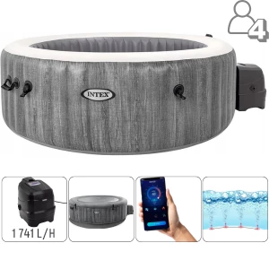 INTEX Надувной СПА джакузи &quot;Greywood Deluxe&quot; 196х71см, 795Л, 4-х местный