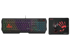 Set Tastatură + Mouse + Mouse Pad Bloody B1700 , Cu fir, Negru