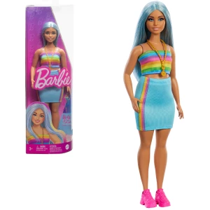 Кукла Barbie &quot;Модница с голубыми волосами, радужным топом и юбкой цвета тила&quot;