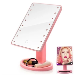 OGLINDA PENTRU MACHIAJ CU LED (ROZ) (S20--6)