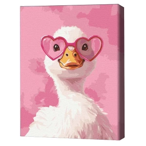 Pictură pe numere 30*40 сm (fără cutie) – O rață cu ochelari roz
