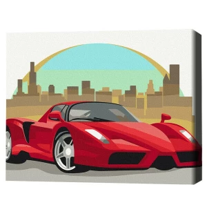 Pictură pe numere 30*40 сm (fără cutie) – Mașină roșie