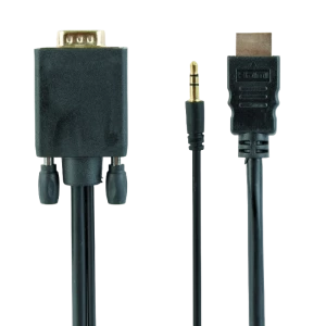 Видео кабель Cablexpert A-HDMI-VGA-03-6, HDMI (M) - VGA D-Sub + 3.5 mm Jack, 1,8м, Чёрный
