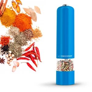 Grinder Esperanza MALABAR EKP001B Blue,  LED illumination during use Adjustable grinding thickness Length: 23cm Diameter: 5cm Power: 4* AA batteries (