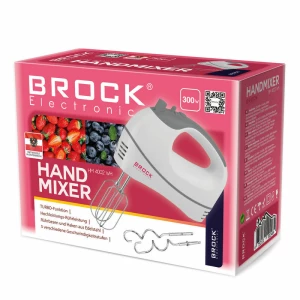 Hand Mixer BROCK HM 4002 WH 300W, More precise blending and heavy-duty blending performance. 5 different speed settings with Turbo. Stainless steel pe