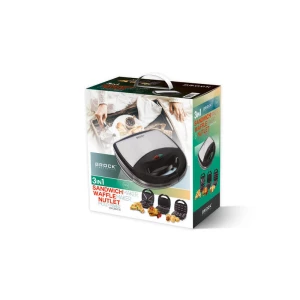 Sandwich Maker BROCK SSM 2004 SS, 750W, 3 in 1 functions (Sandwich, Waffle, Nut), Plate size: 23,5 x 13 cm