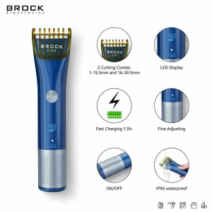 Hair clipper BROCK BHC 3001 Fast charging, 60 min working time, LED display,  The adjustible cutting comb, 2 cutting combs: 1-15.5mm and 16-30.5mm, IP