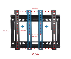 Esperanza TV-Wall Mount PERSES ERW013 for 14-50", Max load 25kg, Vesa 75x75-200x200mm, Distance of TV from wall: 24mm, level included, Weight: 380g