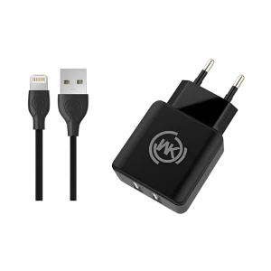 WK Design Wall Charger 2xUSB 2.1A (Cable USB to Lightning), Black