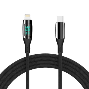 Helmet Cable Type-C to Lightning 30W 1.2m LED Display Series, Black