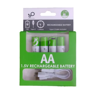 Rechargeable Li-ion USB-C batteries AA 1750mAh, 4pcs with 2in1 Type-C cable