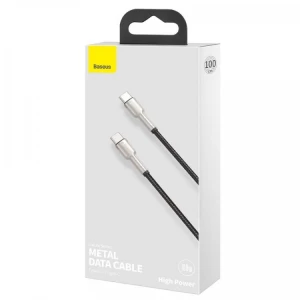 Cable Type-C - Type-C, Braided, 100W, 1m, Baseus Cafule Metal Black  CATJK-C01