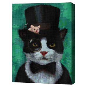 Mozaic cu diamante 40*50 сm (fără cutie) – Pisicuț gentleman, Lucia Heffernan