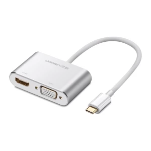 UGREEN Adapter USB-C to HDMI 4K@30Hz + VGA 1080p@60Hz (simultaneously use) with PD CM162, Silver