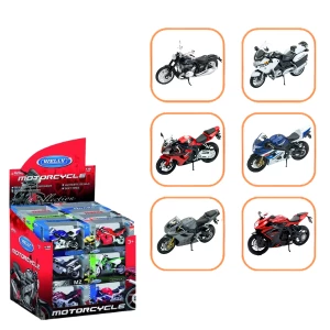 Motociclete Metalice de Colecție 1:18 WELLY, 6 modele (24C)