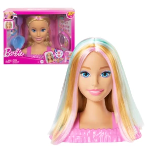 Cap de coafură Barbie cu șuvițe colorate