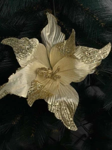 ДЕКОРАТИВНЫЙ ЗОЛОТОЙ ЦВЕТОК ДЛЯ ЁЛКИ, 27СМ (CP-24-028)