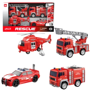 1:20 Set mașini de pompieri cu fricțiune (lumini /sunete)