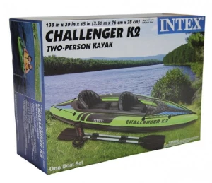 INTEX Caiac gonflabil “Challenger K2” cu vâsle și pompă, 351x76x38 cm, până la 180 kg