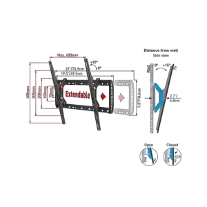 Suport înclinat pe perete BARKAN BM410T, Negru