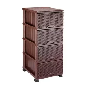 COMOD DIN PLASTIC CAFENIU CU 4 SERTARE TEXTURA IMPLETITA (E296)