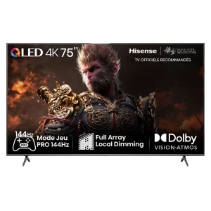 75" QLED SMART Телевизор Hisense 75E7NQ PRO, 3840x2160 4K UHD, VIDAA U7.0, Чёрный