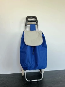 CARUT PENTRU CUMPARATURI CU SAC TEXTIL IN CULAREA ALBASTRA