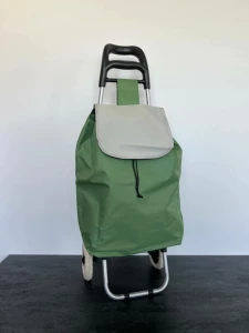 CARUT PENTRU CUMPARATURI CU SAC TEXTIL IN CULAREA VERDE CAMUFLAJ