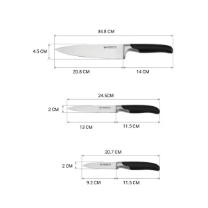 Set de Cuțite Polaris Graphit-4SS, Negru