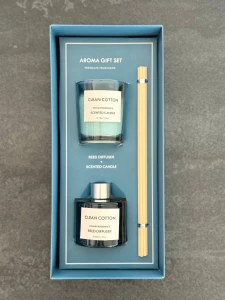 НАБОР АРОМАТОВ CLEAN COTTON С АРОМАПАЛОЧКАМИ И АРОМАТИЧЕСКОЙ СВЕЧОЙ (JA0705)