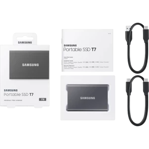 SSD portabil extern Samsung Portable SSD T7,  1 TB, Grey (MU-PC1T0T/WW)